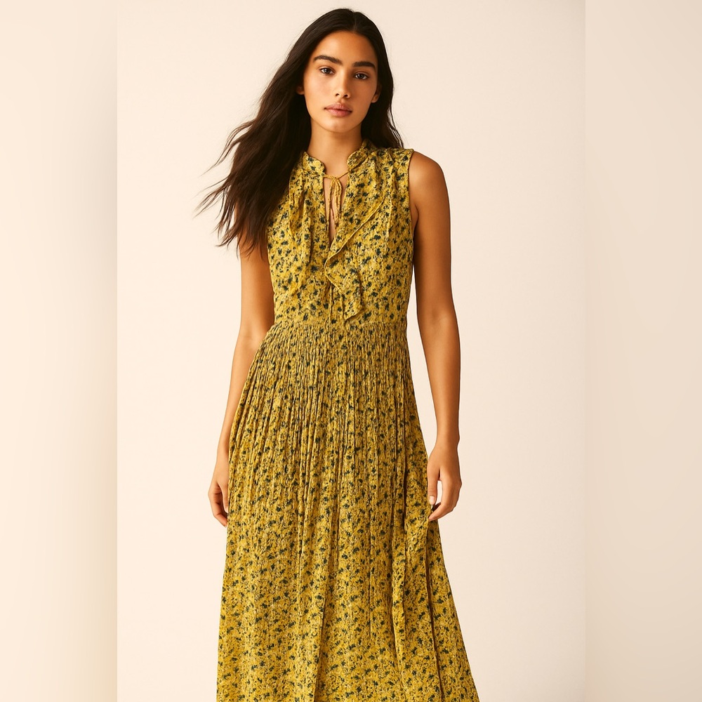 Free People Yellow Floral Maxi Dress